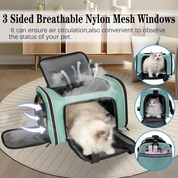 Dog Cat Carrier Pet Carriers for Small Medium Large Cats Dogs Carrier Soft Sided Small Puppy Dog Carrier Portable Foldable Airline Approved Dog Cat Travel Carrier Green Medium - Image 2