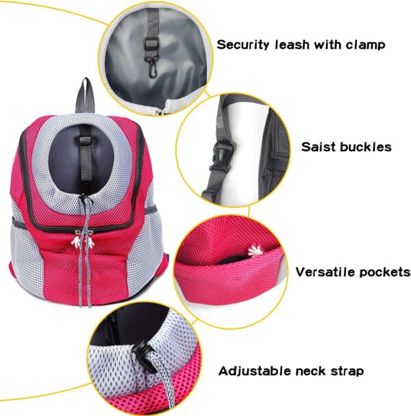 Fhiny Dog Carrier Backpack, Comfortable Doggy Front Backpack Pet Puppy Carrier Travel Pack with Breathable Head Out Design and Padded Shoulder for Walking Biking Hiking Camping - Image 3