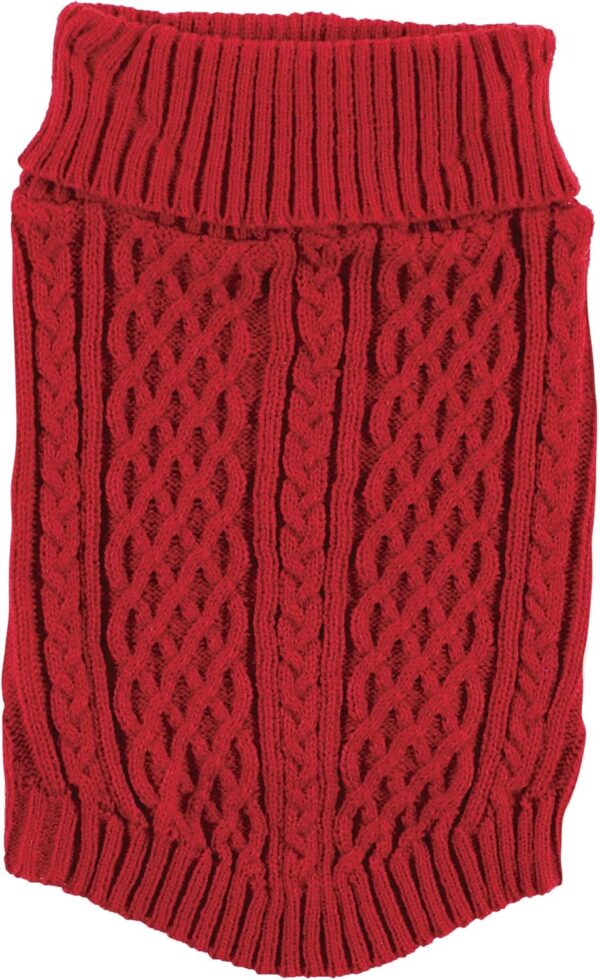 Luvable Friends Dogs and Cats Cableknit Pet Sweater, Red, Medium - Image 3