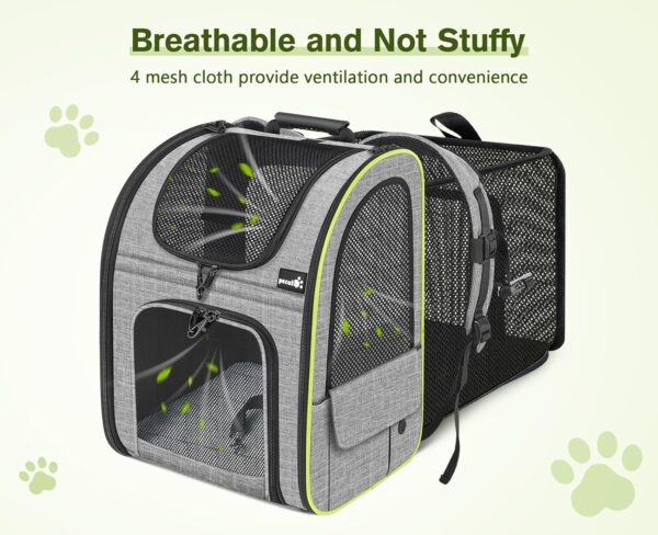 Pecute Cat Backpack Carrier, Expandable Cat Carrier Backpack with Breathable Mesh, Pet Carrier Backpack for Cats Small Dogs Puppies, Dog Backpack Carrier Great for Travel Hiking Camping Outdoor - Image 5