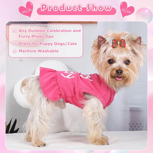 Dog Dress, Dog Clothes for Small Dogs Girl Cute I Love My Mom/Dad Pink Dog Dresses Breathable Pet Spring Summer Clothes Puppy Cat Outfits for Valentines Day - Image 2