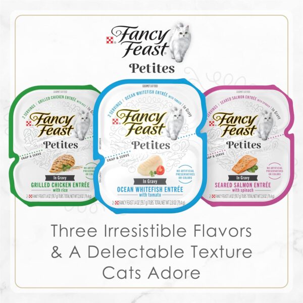 Purina Fancy Feast Gourmet Wet Cat Food Variety Pack, Petites Gravy Collection, break-apart tubs, 24 servings - (Pack of 12) 2.8 oz. Tubs - Image 2