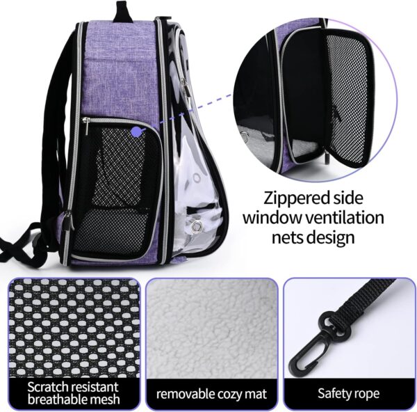 BAGLHER Cat Carrier Backpack Bubble - Fit Up to 18 Lbs - Airline-Approved Dog Backpack Carrier for Small Pets Puppies Dogs Bunny, Space Capsule Dog Carrier Backpack for Travel Outdoor Hiking, Purple - Image 3