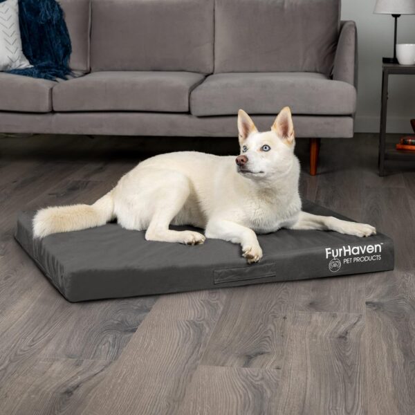 Furhaven Water-Resistant Orthopedic Dog Bed for Large Dogs w/ Removable Washable Cover, For Dogs Up to 95 lbs - Indoor/Outdoor Logo Print Oxford Polycanvas Mattress - Stone Gray, Jumbo/XL - Image 3