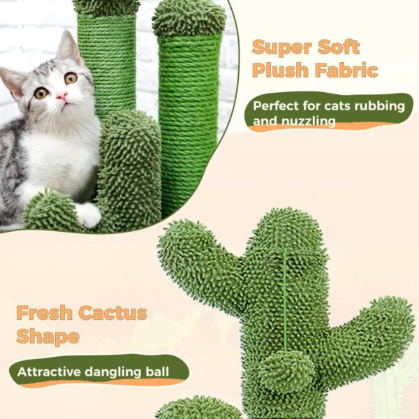 PAWZ Road Cat Scratching Post Cactus Cat Scratcher Featuring with 3 Scratching Poles and Interactive Dangling Ball -Medium 23 Inches - Image 2