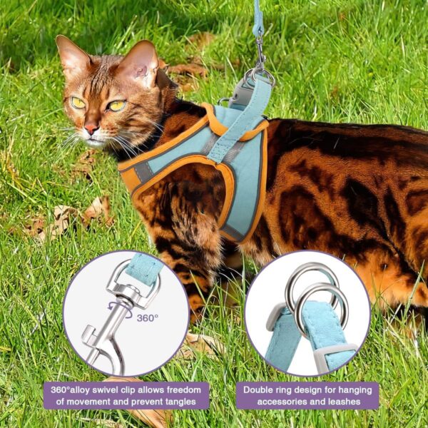 ORIA Dog Harness, No-Pull Pet Harness, Dog Harness and Leash Set, Breathable and Adjustable Pet Vest with Reflective Strips, for Small Kitten, Puppy, Orange and Blue, XXS - Image 5