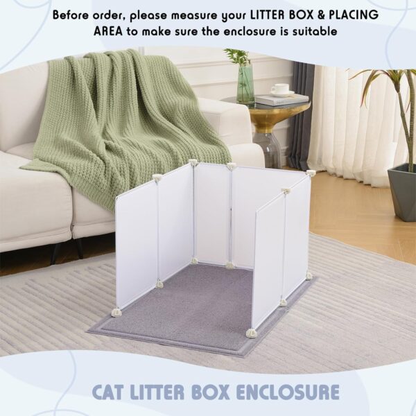 MEEXPAWS Cat Litter Box Enclosure Splash Guard Extra Large 28L × 21.5W x 18H inch with Cat Litter Mat Easy Clean (White) - Image 2