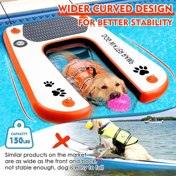 Extra Wide Dog Boat Ramp Pool Ladder, Float Dog Water Ramp for Pool, Dock & Boat with High Stability, Dog Water Ramp with Non-Slip Upgraded Steps, Dog Boat Ladder for 150Lbs Dogs Climb Out of Water - Image 2