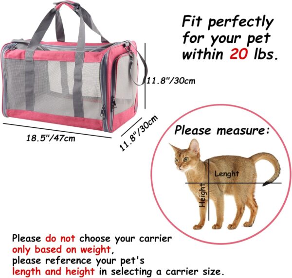 Cat Dog Carrier for Small Medium Cats Pet Carrier for Large and Medium Cats Puppies Portable Cat Carrier Soft Pet Carrier for Cats Cat Bag Carrier Airline Approved Cat Carrier(Large, Pink) - Image 6