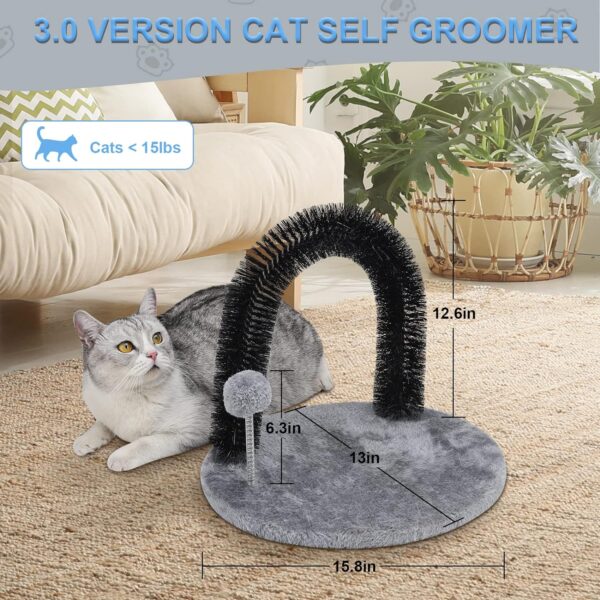 Cat Scratching Post with Cat Arch,Cat Self Groomer Massager Hair Brush Cat Scratcher Toys Fur Grooming Toy with Interactive Balls for Indoor Cats- Reversible Design - Image 5