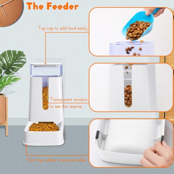 Automatic Cat Feeder and Cat Water Dispenser in Set 2 Packs Automatic Dog Feeder and Dog Water Dispenser 1 Gallon for Small Medium Big Dog Pets Puppy Kitten (white) - Image 3