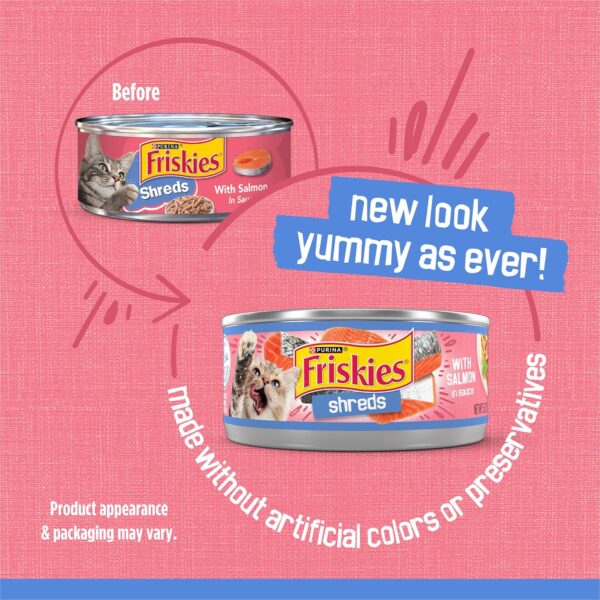 Purina Friskies Wet Cat Food,Shreds With Salmon in Sauce - (Pack of 24) 5.5 oz. Cans - Image 2