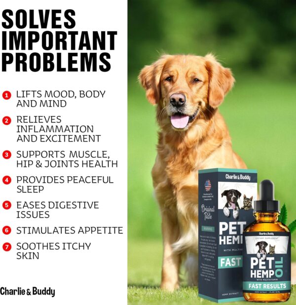 Charlie & Buddy Hеmp Оil for Dogs Cats - Helps Pets with Аnxiеty, Pаin, Strеss, Slееp, Аrthritis, Sеizures Rеlief - Нiр Jоint Hеalth - Cаlming Trеats - Image 2