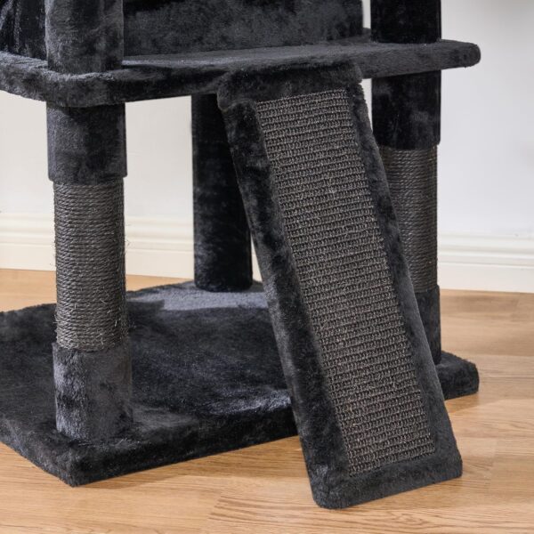 BEWISHOME Gothic Cat Tree with Coffin Bed, Cat Tower for Indoor Cats with Spacious Cat Condo, Sisal Scratching Ramp, Cozy Basket Black Cat House Halloween Pet Furniture Cat Activities Center MMJ92R - Image 8