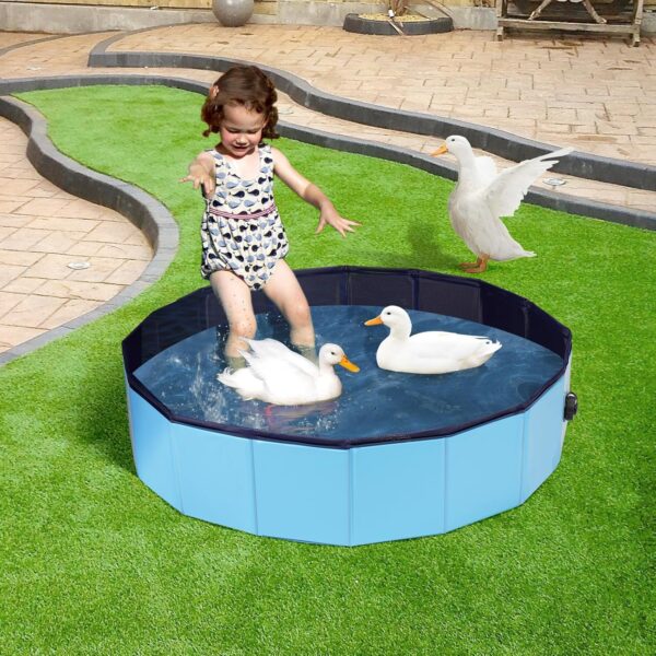 Juome Foldable Duck Swimming Pool, Portable Pond Pool for Ducks, Collapsible Hard Plastic Swimming Pool for Pets Dogs and Cats for Indoor and Outdoor - Image 3