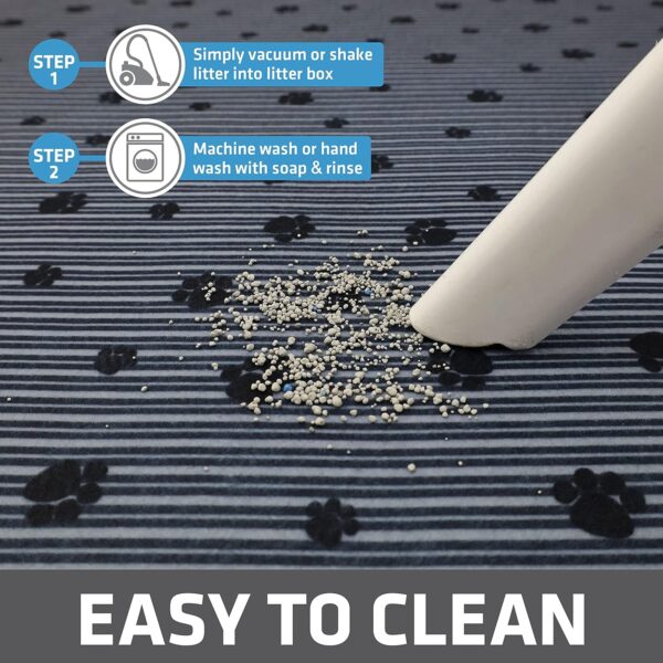 Drymate Original Cat Litter Mat, Contains Mess from Box, Protects Floors, Urine-Proof, Machine Washable, Soft on Kitty Paws, Absorbent, Waterproof (USA Made, Recycled Content) (28”x36”)(GreyStripePaw) - Image 6