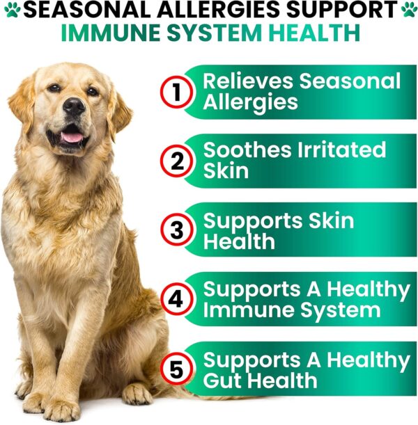 Dog Allergy Relief Chews - Dog Itch Relief - Probiotics, Omega 3 Fish Oil + Colostrum - Itchy Skin Relief - Seasonal Allergies - Anti Itch Support & Hot Spots - Immune Health Supplement - Made in USA - Image 2