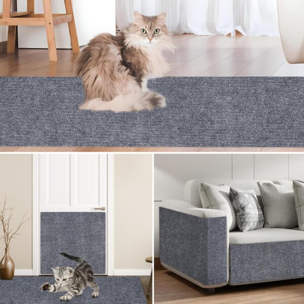 Cat Scratching Mat 118" x 15.8" Trimmable Cat Scratching Carpet Mat Large Self-Adhesive DIY Cat Scratch Roll Cat Tree Shelves Replacement Mat Pad for Cat Tree Shelves Couch Furniture Protector - Image 6