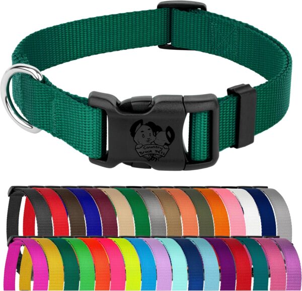 Country Brook Design - 33 Vibrant Colors - American Made Deluxe Nylon Dog Collar with Buckle (Large, 1 Inch Wide, Green)