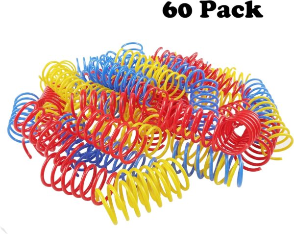 Cat Spring Toys (60 Pack), Playful Coils for Kittens, BPA Free Plastic for Swatting, Biting, Hunting, and Active Healthy Play, Colorful 2 Inch Spirals - Image 5