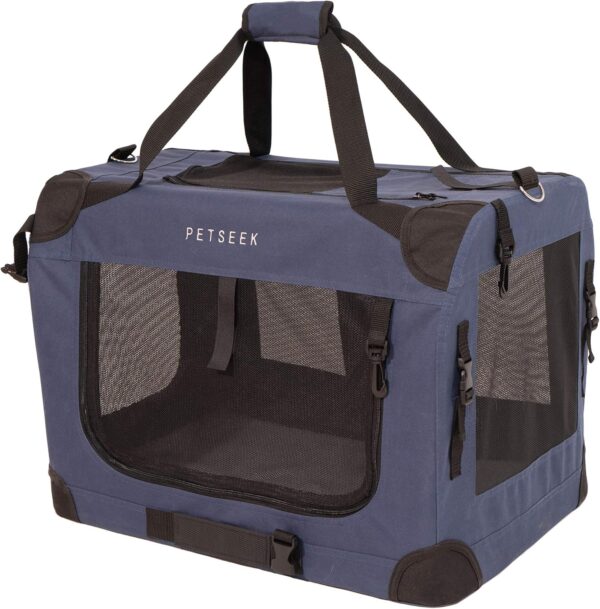 Extra Large Cat Carrier Soft Sided Folding Small Medium Dog Pet Carrier 24"x16.5"x16" Travel Collapsible Ventilated Comfortable Design Portable Vehicle (Blue)