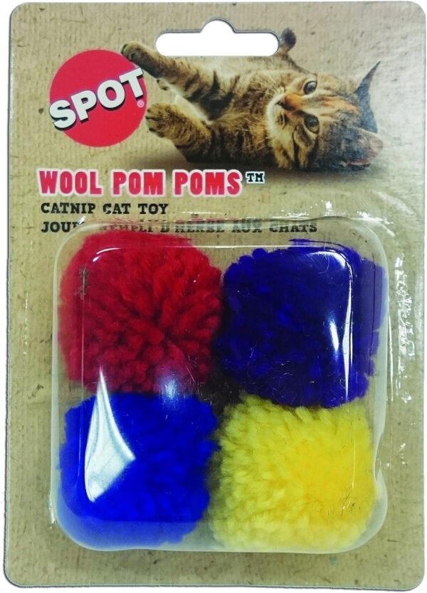 Ethical Wool Pom Poms with Catnip Cat Toy, 4-Pack - Image 3