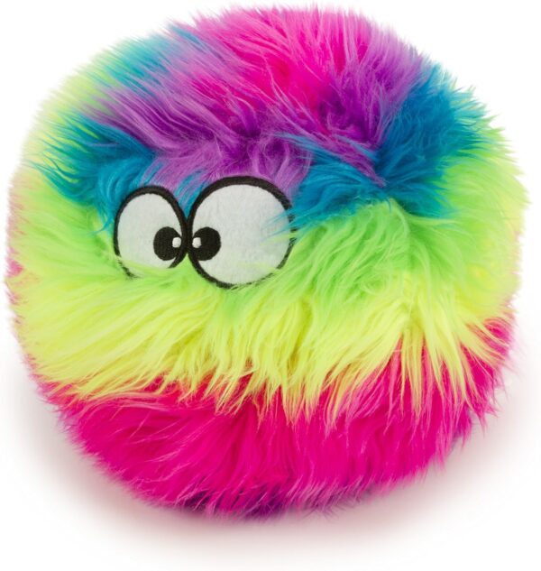 goDog Furballz Squeaky Plush Ball Dog Toy, Chew Guard Technology - Rainbow, Large