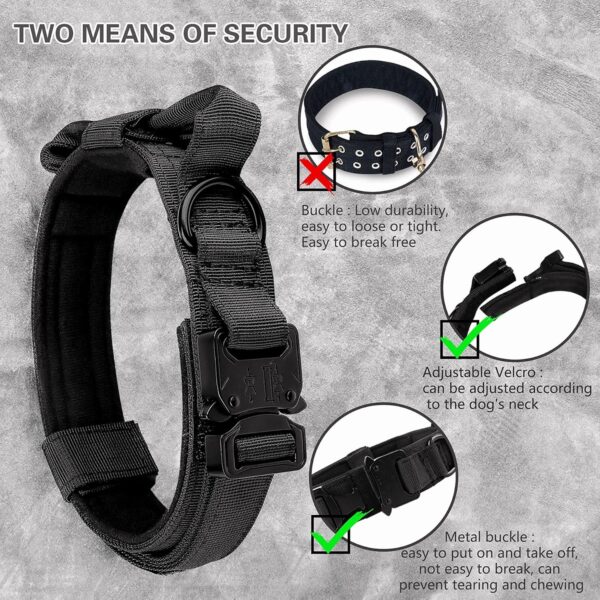 Tactical Dog Collar - KCUCOP Military Dog Collar with Mama Says I m Special Patch Thick with Handle K9 Collar Tactipup Dog Collars Adjustable Heavy Duty Metal Buckle for Medium and Large Dogs(Black-L) - Image 5