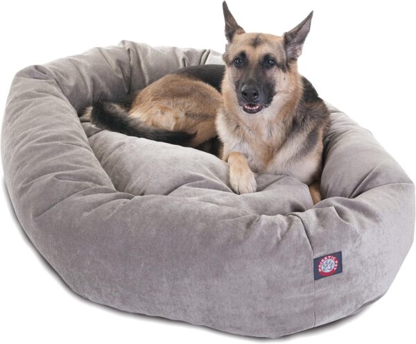 Majestic Pet 52 Inch Micro Velvet Calming Dog Bed Washable – Cozy Soft Round Dog Bed with Spine for Head Support - Fluffy Donut Dog Bed 52x35x11 (inch) – Round Pet Bed X- Large - Vintage