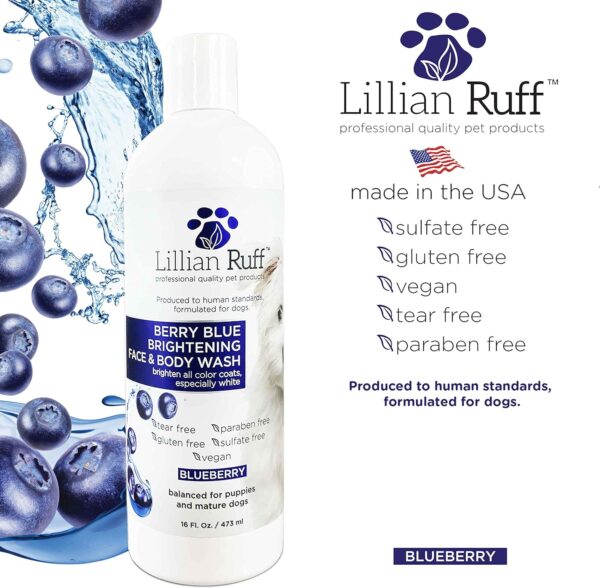 Lillian Ruff Berry Blue Brightening Face and Body Wash for Dogs - Blueberry Shampoo - Remove Tear Stains, Hydrate Dry Itchy Skin, Add Shine & Luster to Coats (Berry Blue Shampoo & Conditioner Set) - Image 2