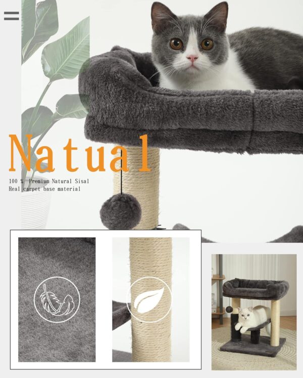 Hoopet cat Tree Tower,cat Scratching Post for Indoor Cats,Featuring with Super Cozy Perch,Cat Self Groomer and Interactive Dangling Ball Great for Kittens and Cats - Image 5