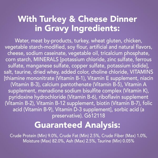 Purina Friskies Gravy Wet Cat Food, Shreds Turkey & Cheese Dinner - (Pack of 24) 5.5 oz. Cans - Image 5