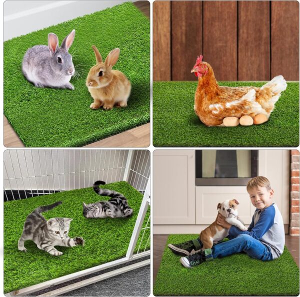 2 Pack 26"x30" Dog Grass Pee Pads, Reusable Artificial Grass Turf Rug for Puppy & Cats, Washable Fake Grass Mat Dog Pee Pad Replacement Outdoor Indoor Potty Training Pads with Drainage Holes - Image 7