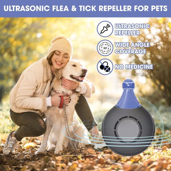 Ultrasonic, Natural, Chemical Free Tick and Flea Repeller - Ultrasonic Flea and Tick Repeller for Dogs and Cats - Flea and Tick Treatment for Dogs, Safe for Humans and Pets - Image 3