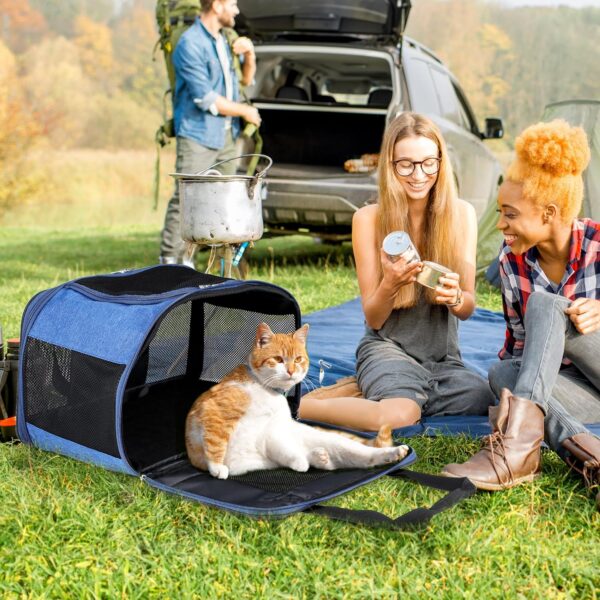 YITAHOME Cat Carrier Airline Approved, Soft-Sided Pet Carrier for Cats and Dogs Up to 16lbs, 5 Sides Breathable Collapsible Cat Travel Carrier with Bottom Protection and Washable Liner,17x11x11 Blue - Image 7