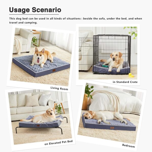 WESTERN HOME WH Large Dog Bed for Large, Jumbo, Medium Dogs, Orthopedic Pet Bed Waterproof Mattress with Removable Washable Cover, Thick Egg Crate Foam Dog Bed with Non-Slip Bottom - Image 2