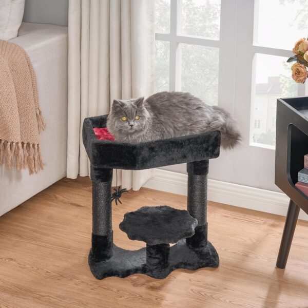 BEWISHOME Gothic Cat Tree with Coffin Bed, Cat Tower for Indoor Cats with Spacious Cat Condo, Sisal Scratching Posts, Spider Toy Cat Activities Center for Black Cats Halloween Pet Furniture MMJ91R - Image 7