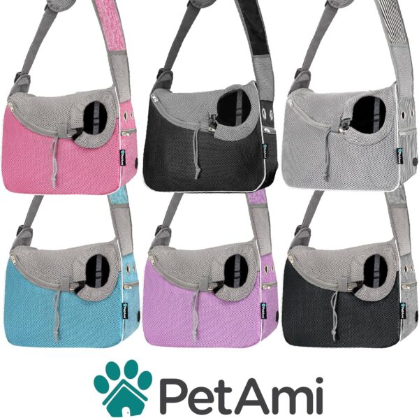 PetAmi Small Dog Sling Carrier, Soft-Sided Crossbody Puppy Carrying Purse Bag, Adjustable Sling Pet Pouch to Wear Medium Dog Cat Travel, Dog Bag for Traveling, Breathable, Poop Bag Dispenser, Pink - Image 7