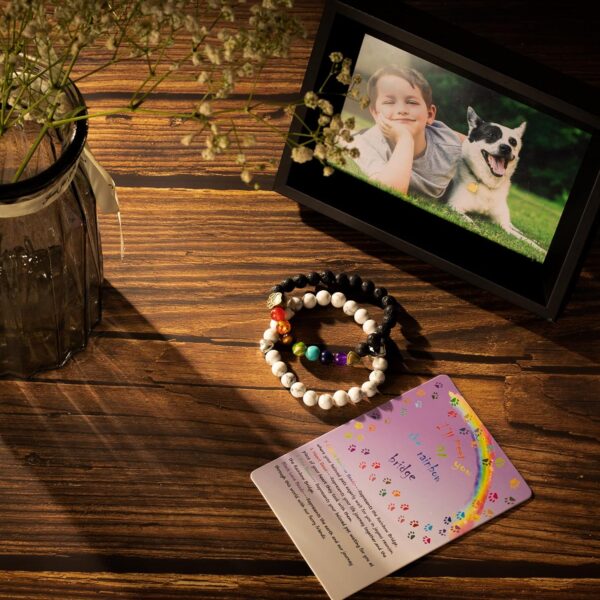 Pet Memorial Gifts Rainbow Bridge Bracelets Pet Loss Gifts with Card Pet Memorial Gifts for Women Man Loss of Dog Gifts… (a Pair) - Image 2