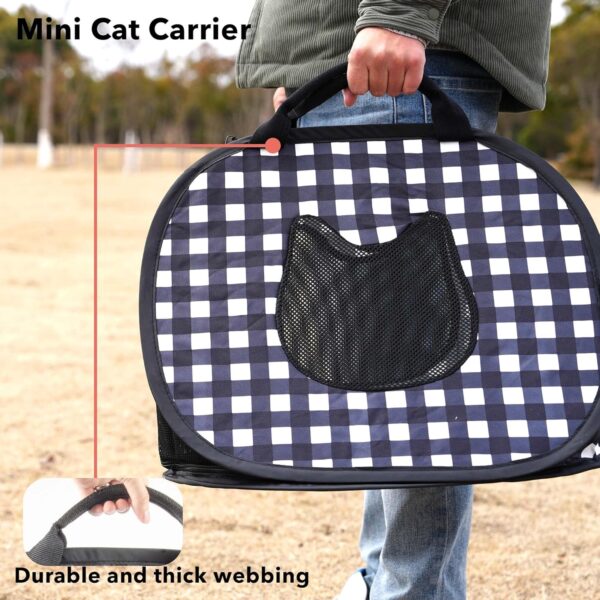 Portable Cat House Sets,Large Pop up Kennel Soft Pet Crates with Cat Carrier,Included Foldable Travel Little Box Pet Mattress Food Bowl 4 Stakes and Carrybag (BLACK&WHITE) - Image 7