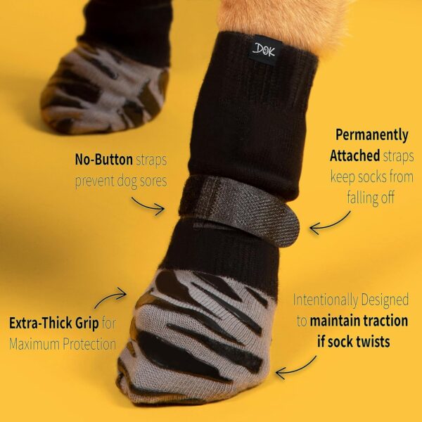 DOK TigerToes Premium Non-Slip Dog Socks for Hardwood Floors - Extra-Thick Grip That Works Even When Twisted - Prevents Licking, Slipping, and Great for Dog Paw Protection - Size Large - Image 3