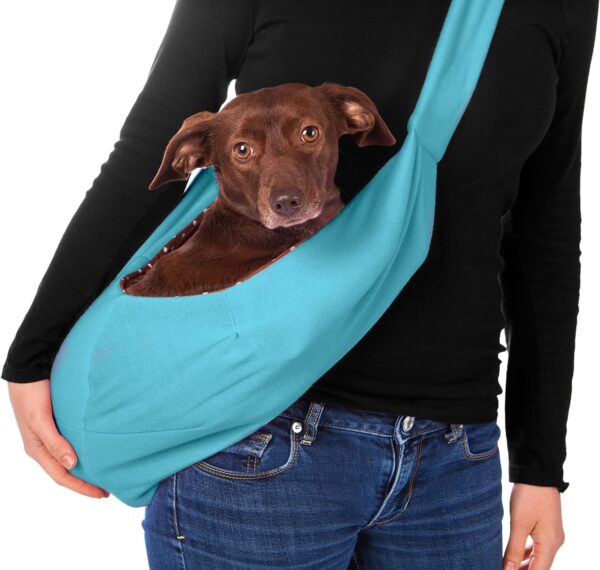 iPrimio Reversible Cat Sling & Dog Carrier Sling - Aqua Blue, Soft Hands Free Pet Carrier, Cat Papoose Carrier Front, Puppy Sling, Cat Carrier, Pet Sling Carrier for Cats & Cat Front Carrier - Image 2