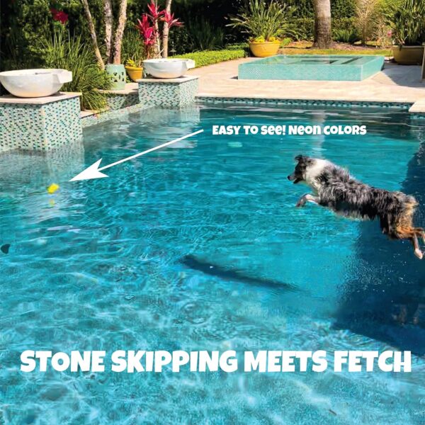 SKIP NN' FETCH Small/Medium Floating Dog Toys QTY 2 | Stone Skipping Meets Fetch | Fun for Swimming Pool, Lake, Beach, and Land | Perfect Floating Water Toys for Small/Medium Dogs | - Image 2