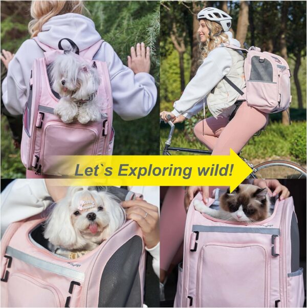 Expandable Pet Carrier, Airline-Approved Foldable and Detachable Backpack, Fits up to 13lbs Cat & 11lbs Small Medium Puppy Dog, Suitable for Car Travel, Outings, Hiking Camping (Pink) - Image 7