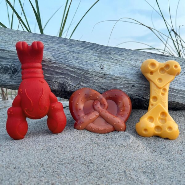 Nylabone Power Chew Dog Toy Pack - Cute Dog Toys for Aggressive Chewers - with a Funny Twist! Tough Dog Toys - Durable Dog Toys - Lobster, Cheese, and Pretzel Shapes, Small/Regular (3 Count) - Image 6