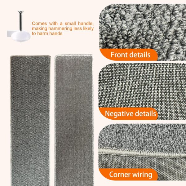 70.9"x 15.7" Thickened Extra Large Cat Wall Climbing Carpet with 10pcs Fixed Nails, Durable Cat Wall Furniture, Wall Scratcher, Scratching Post, Couch Sofa Protector, Gray - Image 3