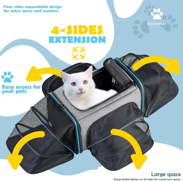 Pet Carrier Airline Approved Pet Carrier,4 Sides Expandable Cat Carrier Bag Large Soft Sided Pet Travel Carrier Dog Carrier Backpack with Remove Fleece Pad (Large, Blue) - Image 4