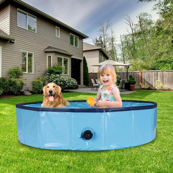 Ringling Dog Pool, Foldable Dog Swimming Pool Collapsible Dog Bathtub Portable Pet Bathing Tub for Pets Dogs Cats 31.5”x8”(S) - Image 7