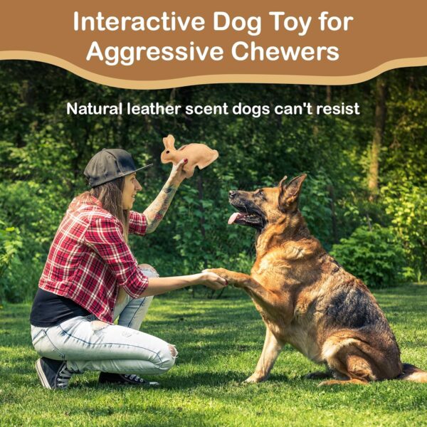 SPOT Dura-Fused Leather Rabbit - Durable Dog Toy with Squeaker, Real Leather & Jute Fabric, Interactive Toy for Moderate & Aggressive Chewers, Small and Medium Dogs and Puppies, 7.5in - Image 2