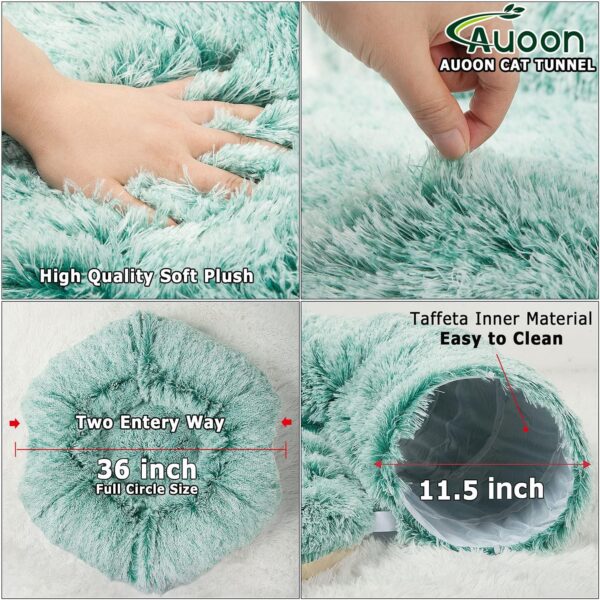 AUOON Cat Tunnel Bed with Central Mat,Big Tube Playground Toys,Soft Plush Material,Full Moon Shape for Kitten,Cat,Puppy,Rabbit,Ferret (Gray) - Image 5